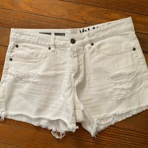 Volcom white denim shorts